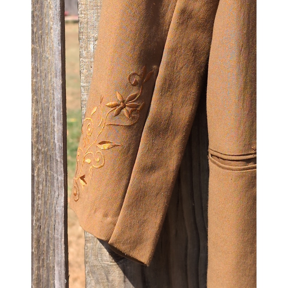 Passports Pier 1 Imports Vintage Brown Embroidered Floral Blazer Jacket Small - Picture 3 of 6